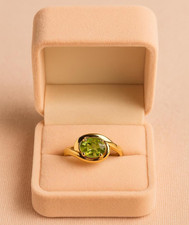 1CT Oval Cut Lab Created Peridot Women's Engagement Ring 14K Yellow Gold Plated