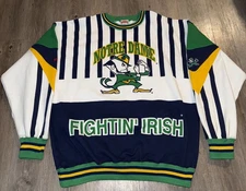 RARE Vintage 90s Notre Dame Fighting Irish Sweatshirt Nutmeg All Over Print XL