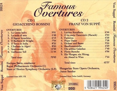 VON SUPP  & ROSSINI: FAMOUS OVERTURES NEW CD