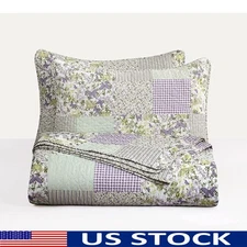 3 Piece Quilted Patchwork Butterfly Quilt Set Lightweight Microfiber Reversible