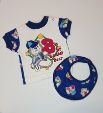 Vintage Hey Kids! T Shirt with Matching Bib 3-6 Months, B is For Baseball Bear