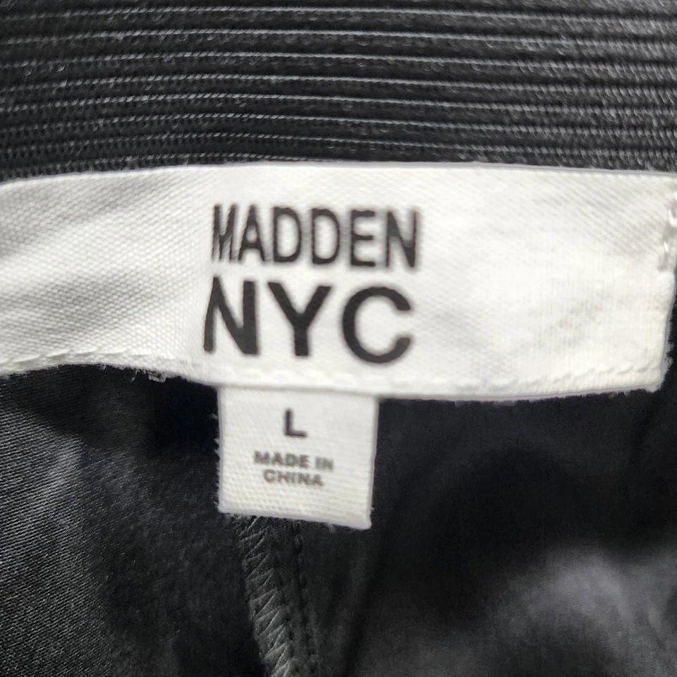 Calça Madden NYC Feminina L Preta Plissada Cintura Alta Perna Larga Calça Escritório Preppy - Imagem 4 de 4