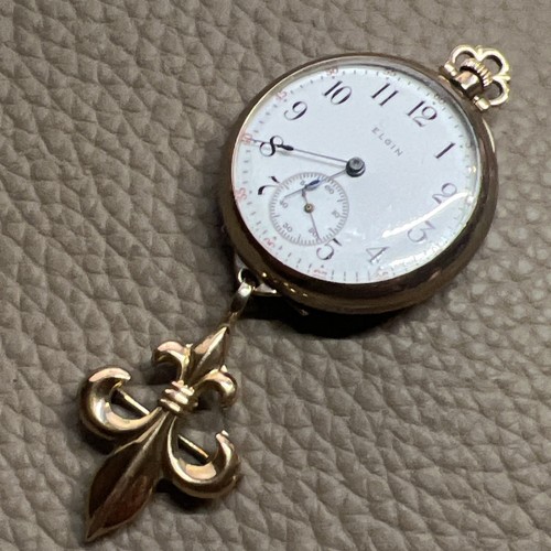 Vintage Elgin Grade 410 1914 15j 0s Nurses Watch With Fleur De Lis Pin Runs - Picture 21 of 24
