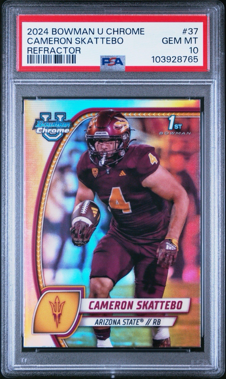 Cam Skattebo 2024 Bowman U Chrome Refractor #37 PSA 10 POP 17