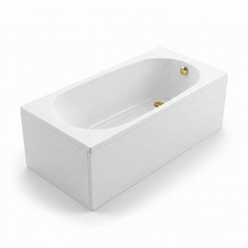 1200 x 700 Bath Complete with Front & End Panel Gold Waste & Click Clack