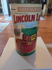 2012 Wood Lincoln Logs Fort Hudson 67 Piece Set Missing Person Figurine