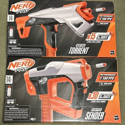 NERF PRO Torrent & Sender Dart Guns Set with Darts, Ages 14+ and Up