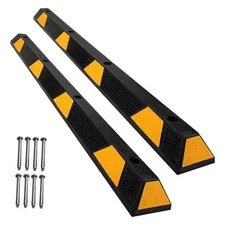 7" Rubber Parking Curbs Block Target with 8 High Reflective Yellow Safety 2