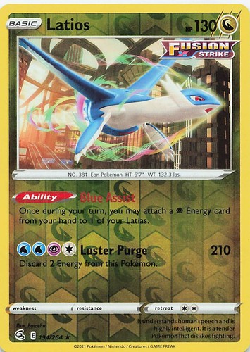 Latios 194/264 Rare Fusion Strike Pokemon Reverse Holo Near Mint