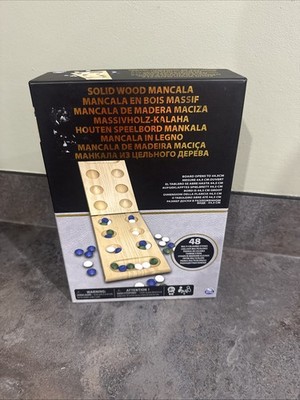 Massivholz Mancala klappbares Holzbrett, 48 mehrfarbige Steine