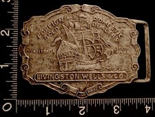 LL18162 VINTAGE  LIVINGSTON WELLS  CO.  SHIP TRADING BELT BUCKLE