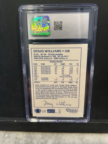 1988 Linia startowa CGC 7 Doug Williams No MVP Star Burst Bardzo rzadka - Zdjęcie 2 z 2