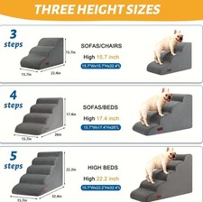 Dog Stairs for Bed Couch 3 Step Pet Ramp Non Slip Foam Steps Small Dogs Cats