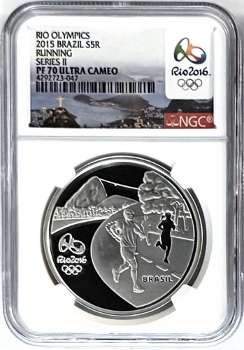 2015 BRAZIL PROOF SILVER RIO OLYMPICS SERIES II RUNNING S5R NGC PF70