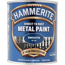 Hammerite Smooth Metal Paint 750ml Blue Direct to Rust Protection Finish