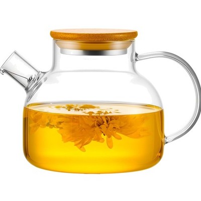 Glass Teapot Stovetop 20 OZ/600ml, Borosilicate Clear Tea Kettle with Bamboo ...