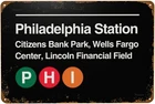 Philadelphia Pro Sports Venue Subway Vintage Tin Metal Signs Home Décor, Retro P
