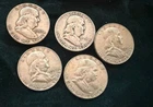5 Circulated Franklin Half Dollars | 90% Silver Lot | GREAT CONDITION | SILVER
