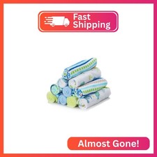 Spasilk 10 Pack Soft Terry Bath Washcloths Newborn Boy or Girl, Blue Stripes