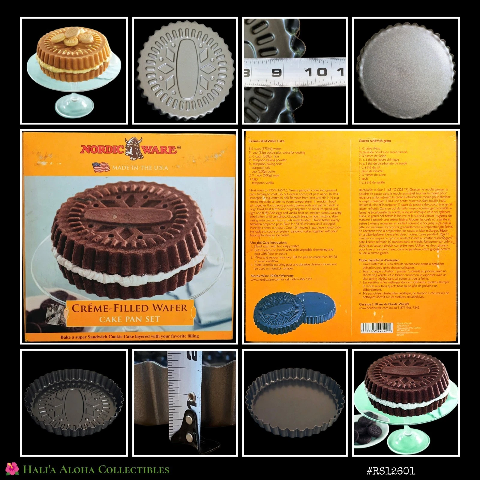 VINTAGE 2pc Nordic Ware Nonstick Giant Cookie/Creme-Filled Wafer Cake Pan Set
