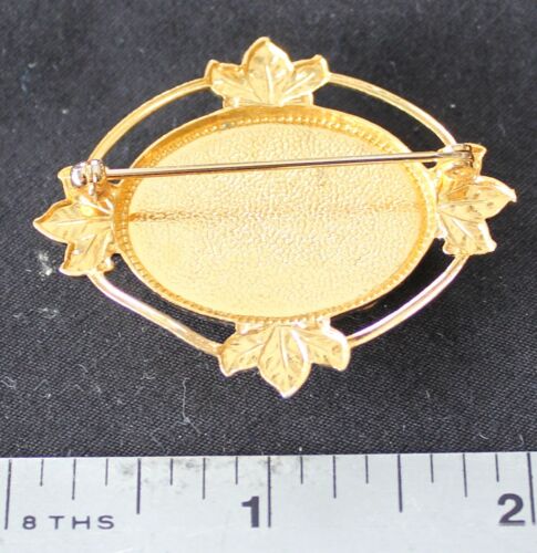 LOVELY Antique/Vintage Gold-Filled Ornate Montana Agate Pin NOS - Picture 3 of 3