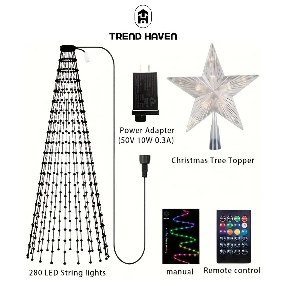 7FT Smart LED Lights Christmas Cone Tree With Star Topper DIY App Music ...