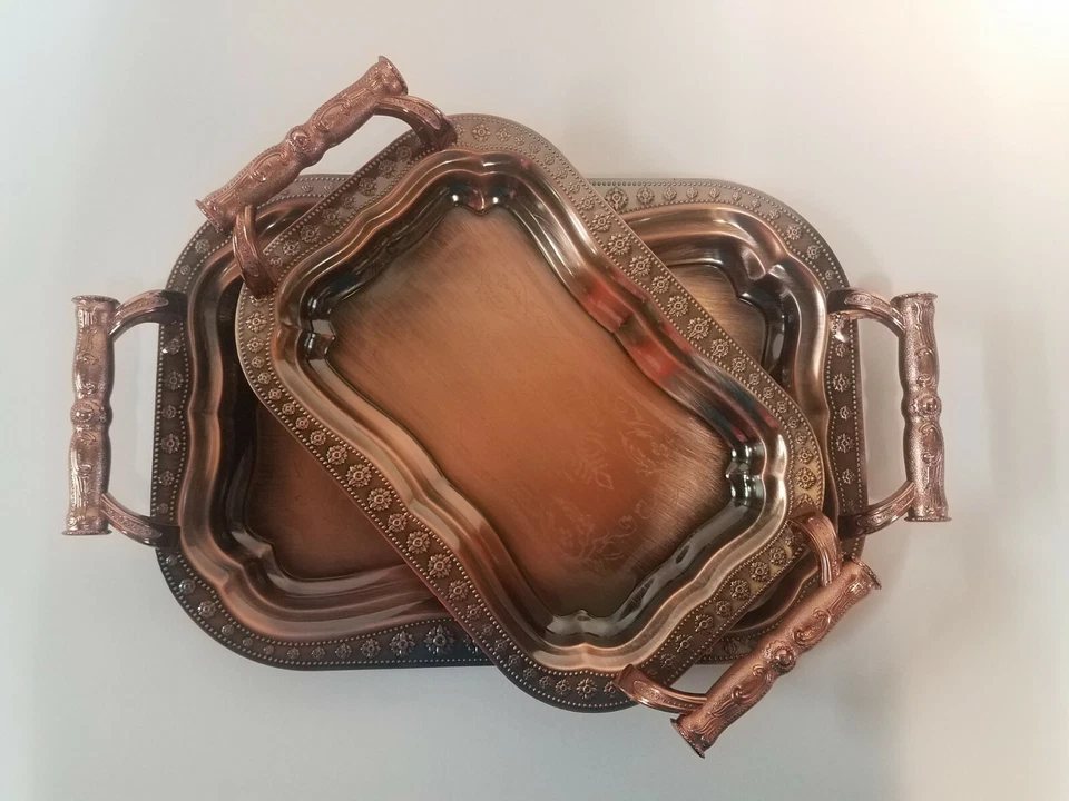 Juego de Bandejas Estilo Lujo Bronce Estilo Antiguo 7911 X-Mas, Regalo de Vacaciones (En Stock EE. UU. Foto 2 de 4