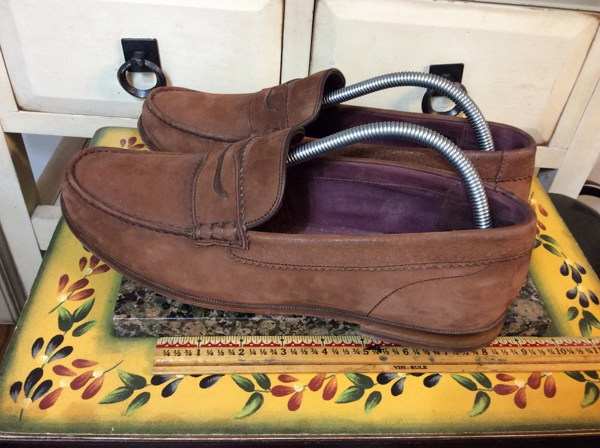 Mens Ted Baker London Miicke 3 Penny Loafers Brown Leather Dress Shoes Sz 11.5