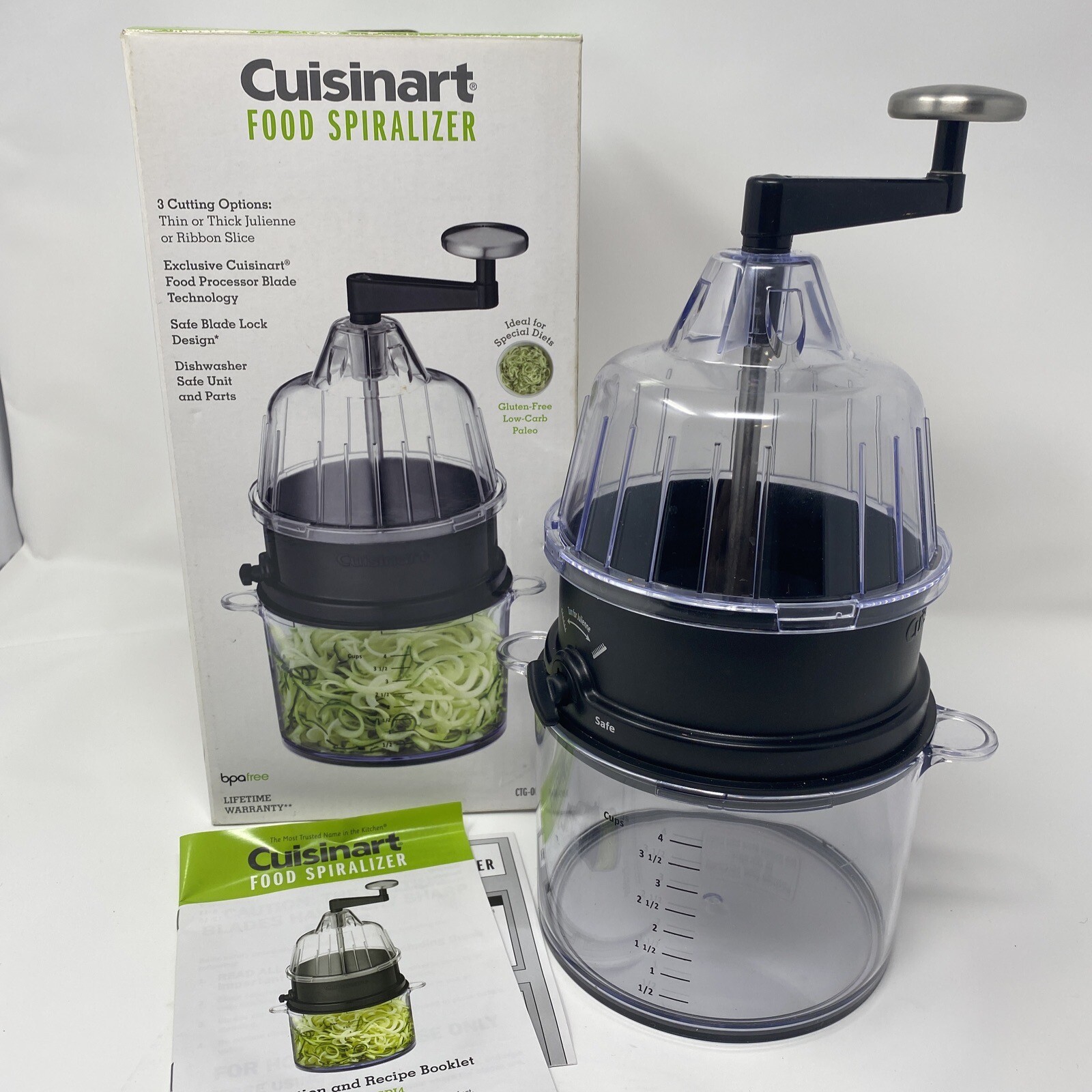 CUISINART Food Spiralizer 4 Cup Low Carb Gluten Free Paleo Diets CTG-00-SP14 Box