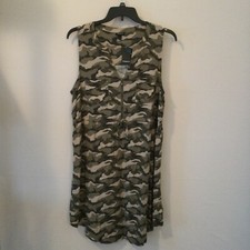 Torrid Womens Size 1X Sleeveless Zip Front Shirt Dress Stretch Challis Camo NEW 