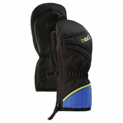 HEAD BLACK/BLUE SMALL KIDS/YOUTH AGE 4-6 WINTER MITTENS SIDE ZIP DUPONT SORONA