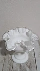 Vtg Fenton Compote Silver Crest Epergne Horn Milk Glass Bowl 4.5" x 5.5" No Horn