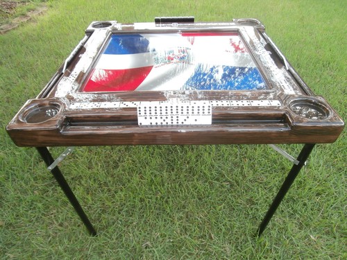 Domino Tables by Art with Dominican Republic Flag & Plain Cup Holders - Picture 2 of 12