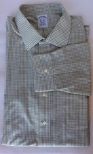 Brooks Brothers Men Dress Shirt Green 17-35 Long Sleeve Cotton