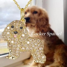 NEW Cocker Spaniel Dog Crystal Necklace Pendant - Perfect Gift