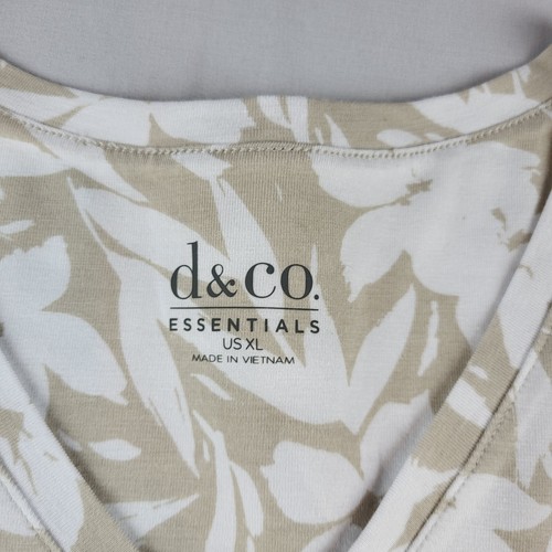 D&Co Womens Top Floral Tan White V Neck 3/4 Sleeve Size XL - Picture 3 of 11