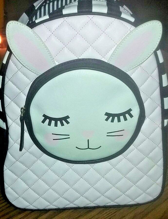 Betsey Johnson Kitty Cat Backpack Black White Stripe Pink  display picture 2