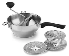 Food Mill, Stainless Steel Food Mill, 2.3 Qt capacity, Black & Silver