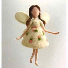 Fairy White Dress Pink Flowers Crown Wool Needle Felt Needlecraft Material Kit