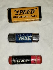 Lot of 3 Vintage Mechanical Pencil Lead Containers Empire Eversharp Venus Velvet