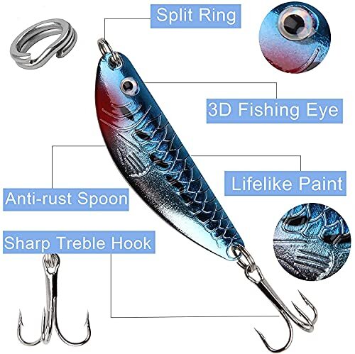 Fishing Spoons Metal Fishing Lures Kit, 30pcs Colorful Hard Fishing Spinner  - Image 3