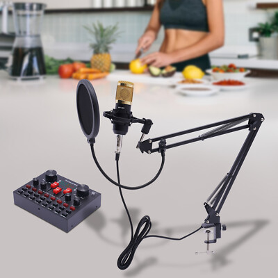 Pro Mikrofon Kondensator Microphone Studio Aufnahme Bluetooth Soundkarte Satz