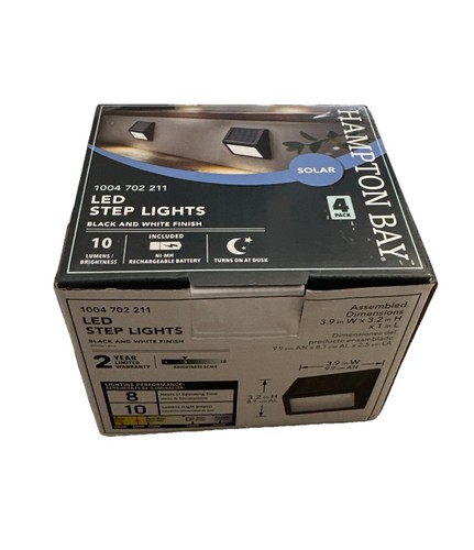 (4-Pk) Hampton Bay Solar 10 Lumen LED Stair Light Black1004702211Black&WhiteFini - Picture 2 of 2
