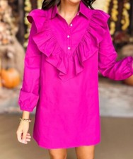 SSY The Finley Ruffle Dress in Magenta SZ SM