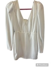 Lulus Bodycon Mini Dress Size M White Treasure Forever Long Sleeve Sexy Low Cut