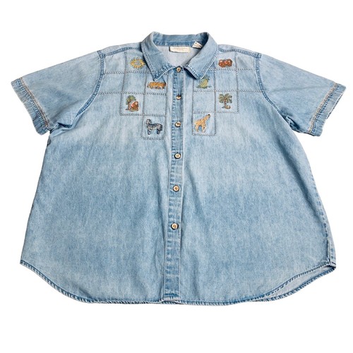 Lemon Grass Blue & Gray Animal Print Zip Jacket / Shirt Size