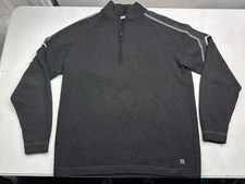 Smartwool Mens Sweater L Black Merino Wool Pullover Quarter Zip Up