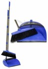Long Handled Dustpan and Brush Set Kitchen Soft Sweeping Broom Blue Dust Pan