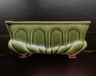 TWO MATCHING VINTAGE ART POTTERY PLANTERS SET OF GREEN & YELLOW FLUTED MCM NEW!! — photo 5