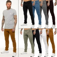 Kruze Chinos Trousers Mens Cotton Stretch Casual Slim Chino Pants UK Waist Sizes